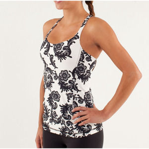 LULULEMON Free To Be Tank Laceoflage Polar Cream Black Size 8